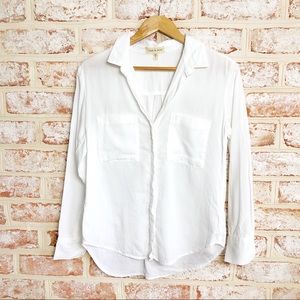 Cloth & Stone Anthropologie White Tencel Button Up